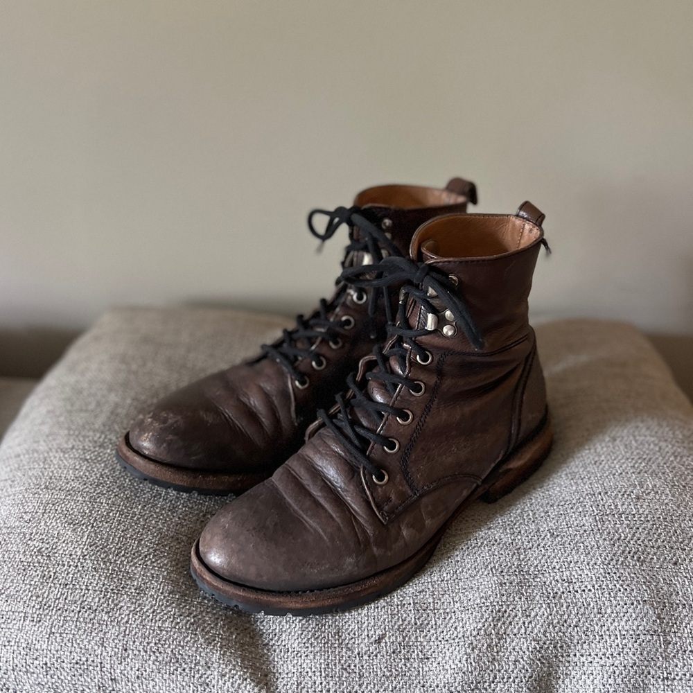 John Fluevog dark brown lace up ankle boots